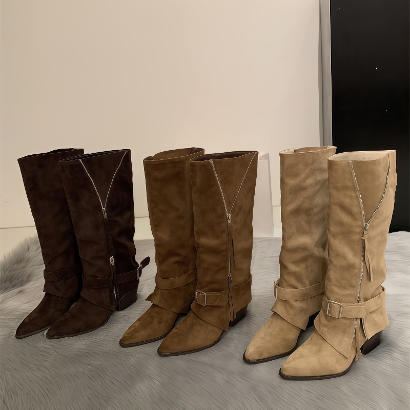 Pipe Bending Spring - Botas de mujer de cuero de