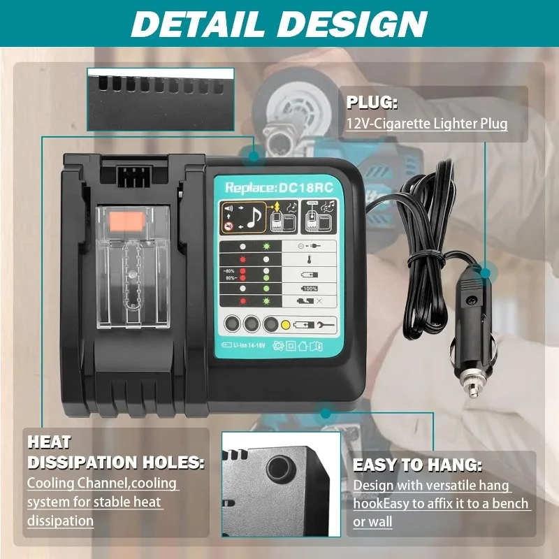 Cargador de coche DC18RC de ba - Makita Drill Hp1640 reseña y precio